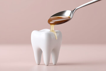 Tooth enjoys sweet, sticky treat, but it cavity waiting to happen