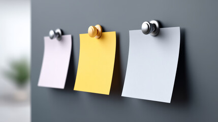 Three pinned notes on board looks tidy and well organized