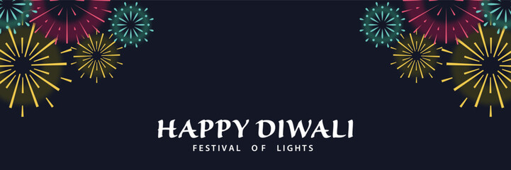Vibrant fireworks explode across a dark night sky celebrating the joyous Festival of Lights, creating a dazzling and celebratory atmosphere for Diwali greetings and special occasions.