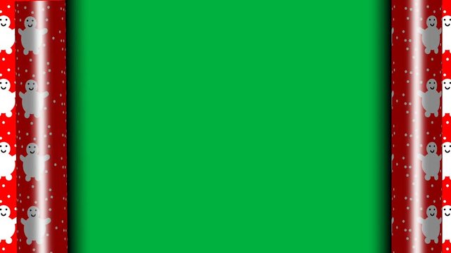 Green screen animation of an open Christmas paper