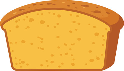 Cartoon illustration of a golden-brown loaf of plain bread or cake with a textured surface, depicted simply.