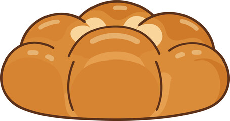 Illustration of a golden brown, freshly baked, fluffy, and delicious bread roll.