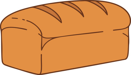 A simple, cartoon-style illustration of a whole loaf of brown bread, typically used for sandwiches or toast.