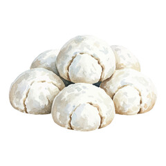 Watercolor Vector Snowball Cookies Holiday Dessert Illustration on White Background