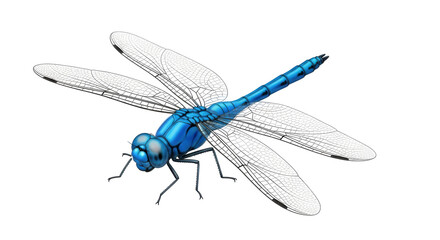 Isolated Blue Dragonfly Illustration, Detailed Insect Wing Veins, Nature Close-up Graphic
