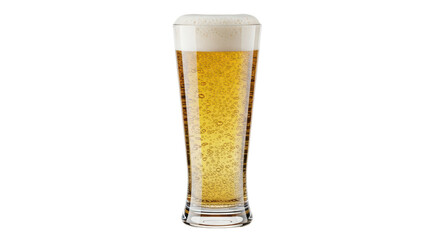 Isolated pilsner beer in glass, refreshing cold beverage for summer relaxation, drink