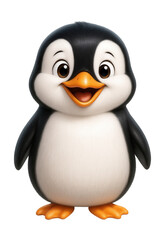 Fototapeta premium Cute cartoon penguin with a cheerful expression.
