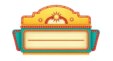 Isolated vintage theater sign with marquee, light bulbs, and an old fashioned style