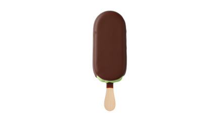 Isolated Chocolate-Covered Ice Cream on Stick, Delicious Sweet Treat for Hot Weather