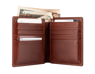 Stylish Leather Wallet Accessory Isolated on White