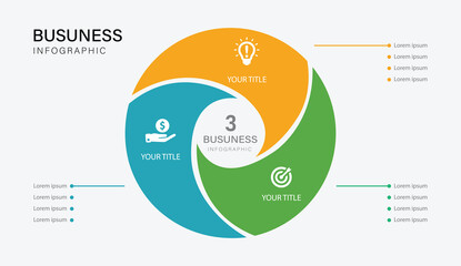 Circular Business Infographic with Three Colorful Sections