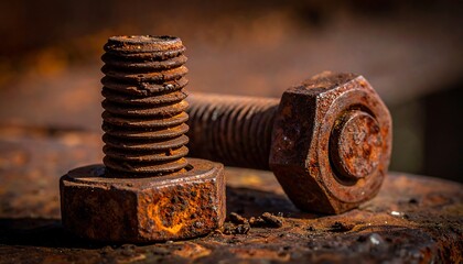 Rusted bolts close-up