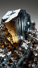 Photorealistic Macro Terbium Ore – Shiny Rare Earth Mineral Specimen on White Background