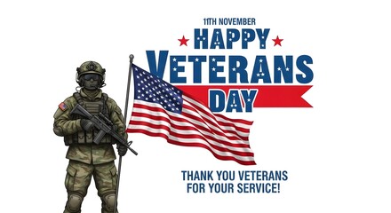 Honoring heroes happy veterans day soldier flag patriotic celebration military service