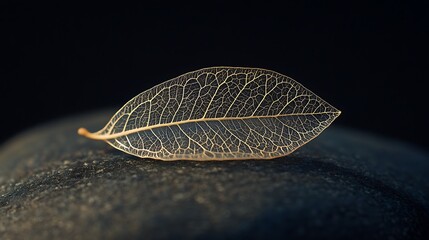 leaf on a black background