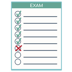 multiple exam form, check list, test blank. Vector illustration representing academic testing, isolated on a transparent background/ Image template for social media, website, post, information article
