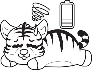 Coloring book of cute tiger character vector clip art for children.  