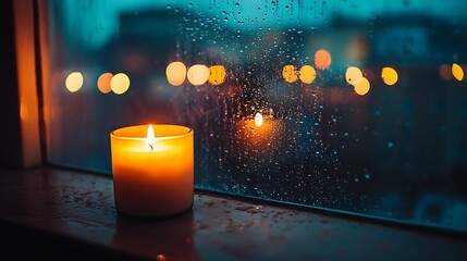 burning candle in the glass