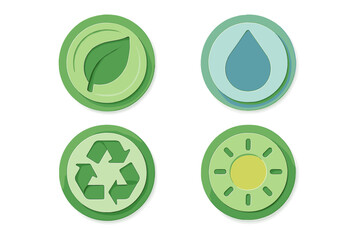 Eco-friendly symbols representing sustainability and environmental awareness