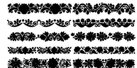Horizontal border mexican ornament design vector illustration. Decorative hispanic folk divider template.
