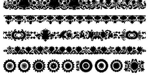 Horizontal border mexican ornament design vector illustration. Decorative hispanic folk divider template.
