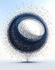 Abstract swirling sphere of connected points