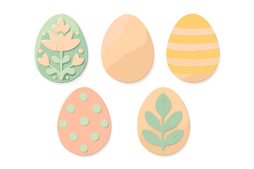 Colorful decorative Easter eggs with floral and geometric designs on a white background