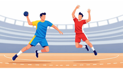 Fototapeta premium illustration of handball players competing