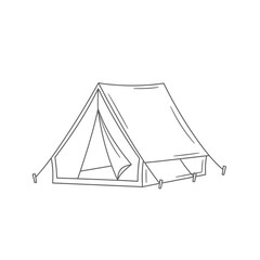 A-Frame Camping Tent Line Art Vector Illustration - Outdoor Shelter Outline Icon