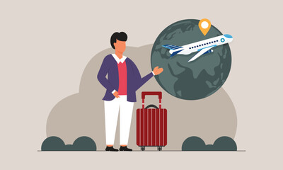 Businessman in the city, travel and tourism concept