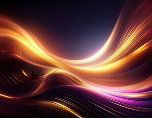 Dynamic lines flowing with vibrant golden light and rich purple hues create a stunning modern background for technology, design, or futuristic concepts