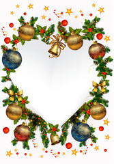 composition with baubles and a heart for Christmas