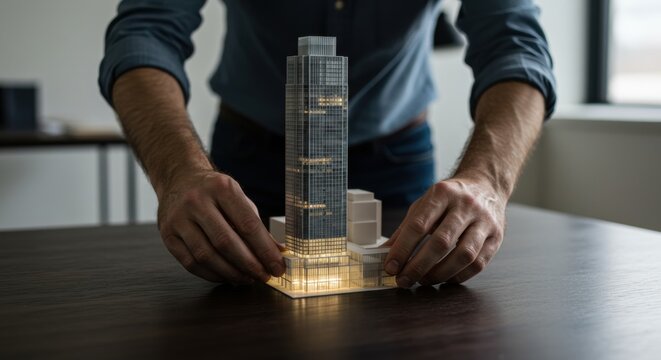 Architectural model creation office space visualization indoor environment view design concept