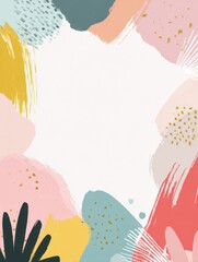 Abstract Colorful Design Featuring Soft Pastel Hues and Bold Brush Strokes Creating a Vibrant Background for Various Uses