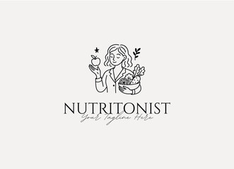 Nutritionist Logo, Nutrition Logo, Healthy Food Logo, Wellness Logo, Nutritionist Illustration, Dietitian Logo, Organic Nutrition Logo, Healthy Lifestyle Logo, Minimal Nutrition Branding
