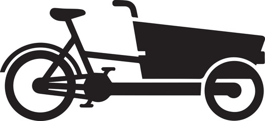 Cargo Bikes Silhouette Icon – Black Transport Bike with Front Carrier