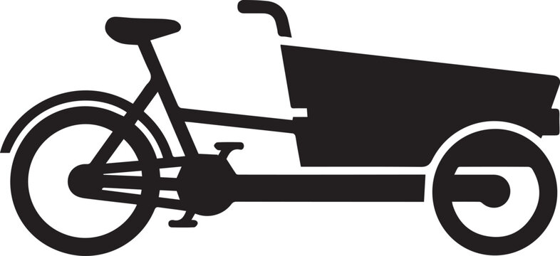 Cargo Bikes Silhouette Icon – Black Transport Bike with Front Carrier