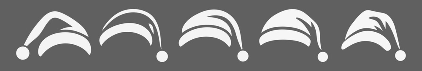 Santa Claus Christmas Hat Vector Illustration. Design Template for Stencil. Black and White Flat Illustration, Santa Claus Shape with Outline, Silhouette