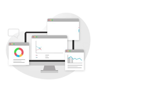Digital Monitoring Data Analysis and Management Animation Concept, Great video to use in data analysis presentations