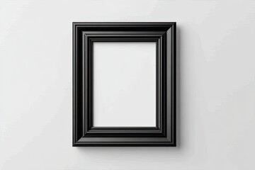 Black picture frame against a light gray background.  Empty space inside