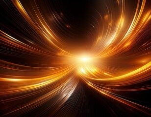 Dynamic golden energy vortex ignites with brilliant light, creating a powerful abstract motion background for innovative technology and futuristic concepts