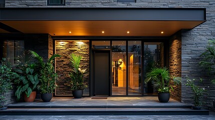 Stone facade office view high resolution picture