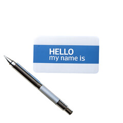 Introducing Yourself: Name Tag and Pen – Professional Image on transparent background
