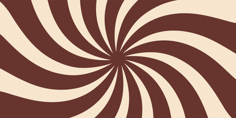 Candy color sunburst background. Abstract chocolate cream sunbeams design. Colorful spinning lines for template, banner, poster, flyer. Sweet rotating cartoon swirl or whirlpool. Vector backdrop.Print