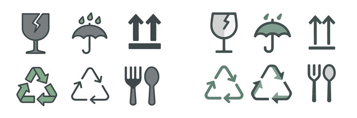 Collection of eco-friendly icons for sustainability and recycling in modern design