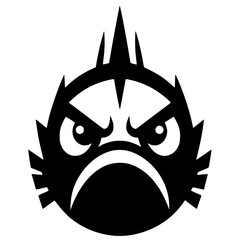 Silhouette of angry fish face