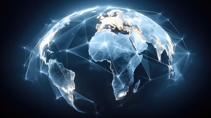 Fototapeta premium Digital Globe with Network Connections Representing Global Communication and Technology Advances in a Modern Context