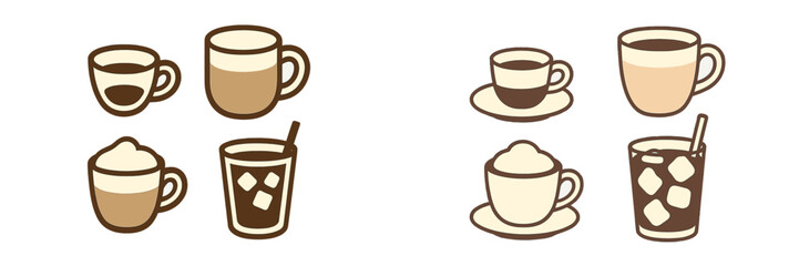 Different types of coffee drinks displayed in a simple and stylish design