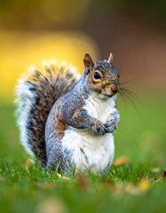 Obraz premium Squirrel in Autumnal Park