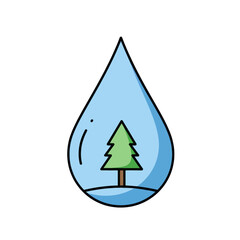 Fototapeta premium Clean Water Drop With A Tree Inside Symbolizing Nature Conservation And Environmental Protection
